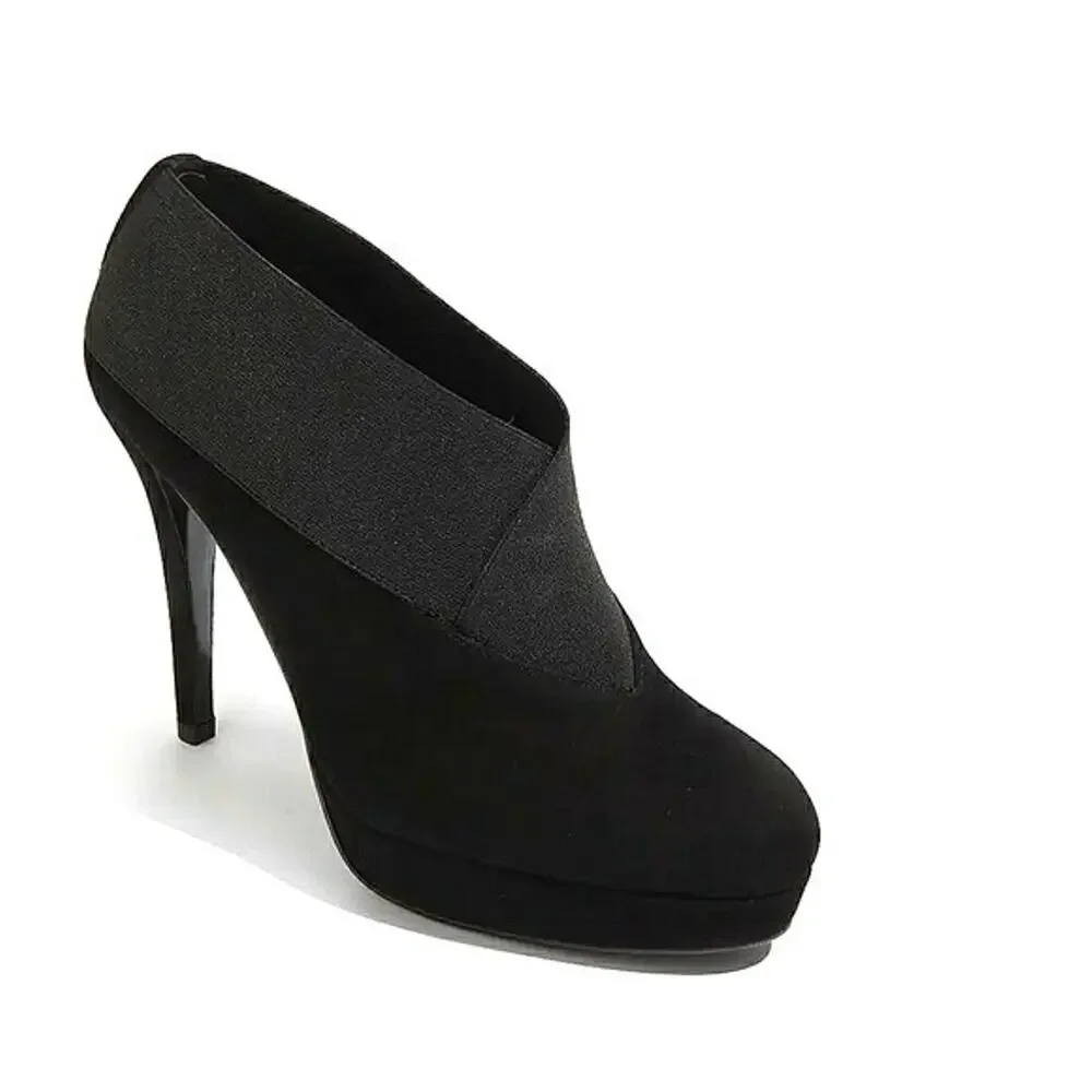 Stuart Weitzman Great Neck Suede Bootie Ankle Boot Slim Heel Round Platform 11